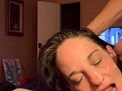 destroyed her slutty face with double cumshot for tuition payment