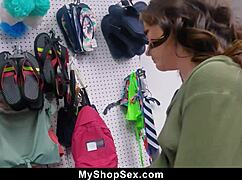 caught teen shoplifter bends over sucks officer's cock cries through doggy ride