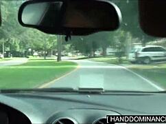 blondie strokes her step-dad's huge cock till he bursts