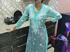 desi indian stepmom with big tits teaches stepson fucking in kitchen