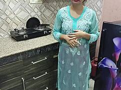 desi indian stepmom with big tits teaches stepson fucking in kitchen