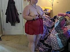 bbw milf strips lingerie teasing huge natural tits and big ass