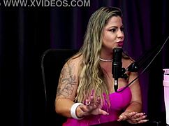 Nerdy Latina teen vibes pussy after bathroom hookup tease on sheer red