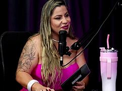 Nerdy Latina teen vibes pussy after bathroom hookup tease on sheer red