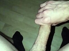 Watch this young amateur stroke huge cock to massive cum explosion after massage