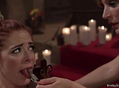 bound busty lez slave whipped hard then dominated deep