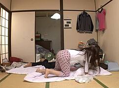 Japanese cutie ren miyamura wakes him licking pussy before creampie fuck ride