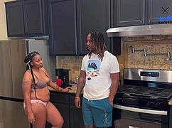 stepmom pregnant from bent over doggystyle kitchen fuck with fat cock cum inside