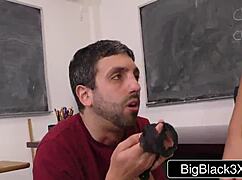Beautiful Spanish teacher Assh Lee cuckolds geek student with massive black cock assfucking!