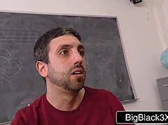 Beautiful Spanish teacher Assh Lee cuckolds geek student with massive black cock assfucking!
