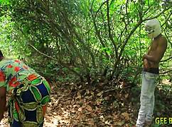 she spreads wide in the bushes begging for that big black cock to rip her clothes and pound deep