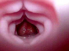 emelie takes a quick creampie from the bad dragon fleshlight with sloppy sounds