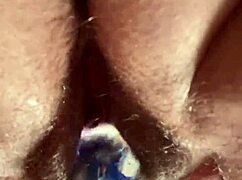 up close hairy pussy taking glass dildo wanna watch?
