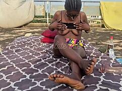 amateur babe flashes big black cock outdoors early monday then fucks bareback pussy gushing