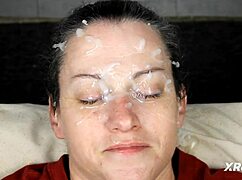 another bukkake facial compilation drowns brunette in cumshots!