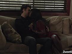 ana foxxx ebony babe rides huge white cock crazy deep