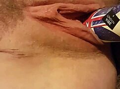 Fucking My Young 18+ Slutty Shaved Cunt Gaping Wide with Deodorant Can