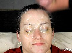 another bukkake facial compilation drowns brunette in cumshots!