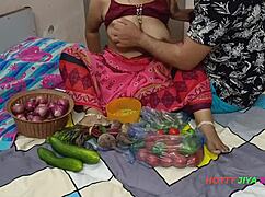 desi bhabhi forced fucked by customer while selling veggies closeup