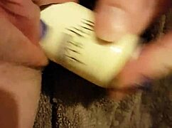 Fucking My Young 18+ Slutty Shaved Cunt Gaping Wide with Deodorant Can