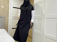 the hot arab stepmom slips into stockings and teases with a steamy joi session