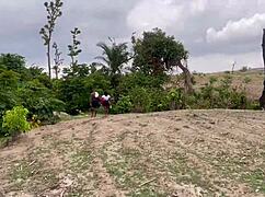 plump big ass bbw girlfriend worships huge tits outdoors forest adventure!