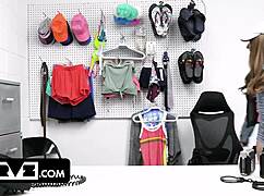 Busty teen Penelope Kay caught shoplifting. Rough anal creampie pays her price.