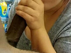 blowjob at work on massive black cock, swallowing every drop like a pro slut!