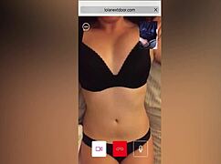 hot stranger brunette spies me stroking cock on cam boobs teasing voyeur style