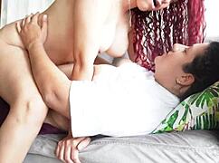 Lesbian stepsister sex makes her rub pussy in agony