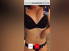 hot stranger brunette spies me stroking cock on cam boobs teasing voyeur style