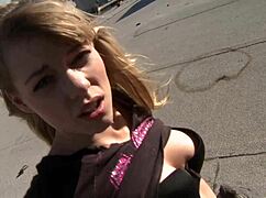 That 18-year-old Nicole Ray jerks off a thick monster cock then gets plowed hard doggystyle and cowgirl in the restroom.