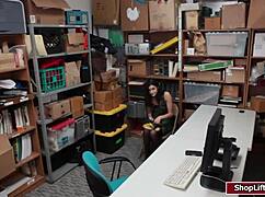 Shoplifter in lingerie caught, officer fucks her shaved pussy rough!