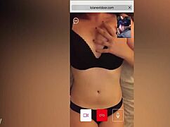 hot stranger brunette spies me stroking cock on cam boobs teasing voyeur style