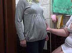 whoa, nurse gives pregnant milf's hairy pussy milky enema massage till orgasm 😍