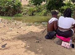 plump big ass bbw girlfriend worships huge tits outdoors forest adventure!