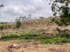 plump big ass bbw girlfriend worships huge tits outdoors forest adventure!