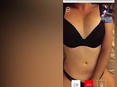 hot stranger brunette spies me stroking cock on cam boobs teasing voyeur style