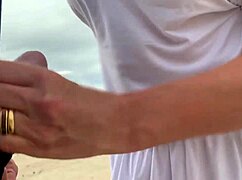 i couldn't hold back as busty stranger milf jerked me off publicly until explosion
