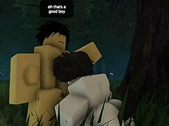 Roblox lil pup femboy gets fucked deep during innocent forest walk in nature