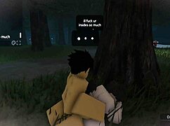Roblox lil pup femboy gets fucked deep during innocent forest walk in nature
