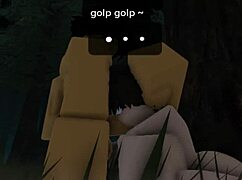 Roblox lil pup femboy gets fucked deep during innocent forest walk in nature