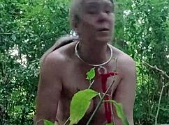 french slave maid chained outdoors takes dildo doggystyle humiliation