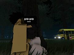 Roblox lil pup femboy gets fucked deep during innocent forest walk in nature