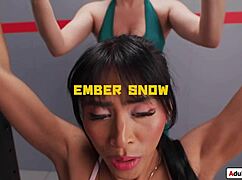 Ever seen a busty futa babe get sucked off mid-squats by asian futanari?