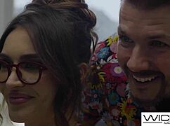 my busty nerd girlfriend with glasses rides me cowgirl after helping out