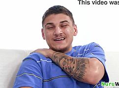 Omg gorgeous busty blonde milf alexis malone slathers nuru gel on huge boobs then seduces client victor ray into wet pussy play 🔥🍑💦