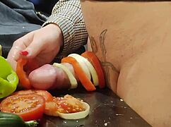 watch her torment that huge cock with urethral insertions and ball kicks in kitchen chaos