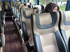 wanna see this cute skinny teen brunette give risky public handjob blowjob on bus flashing huge cock till cum in forest pov?