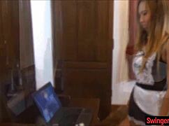 Thai Maid Gets So Horny Watching Porn on Guest's Laptop She Begs for Cock!